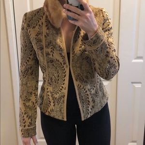 Carlisle Print Jacket w/ fur collar